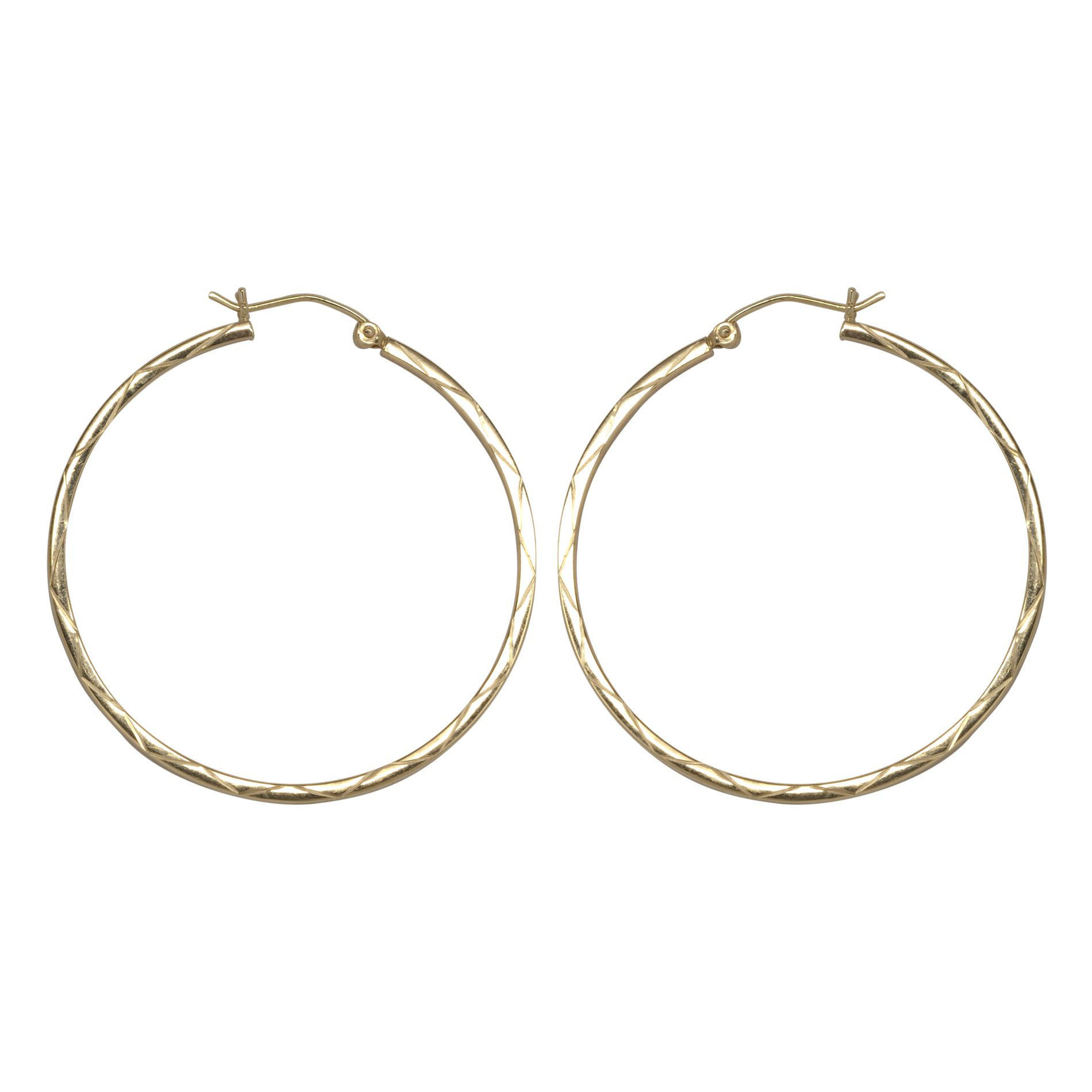 10K Yellow Gold 40mm Zig-Zag Hoop Earrings at Kmart.com