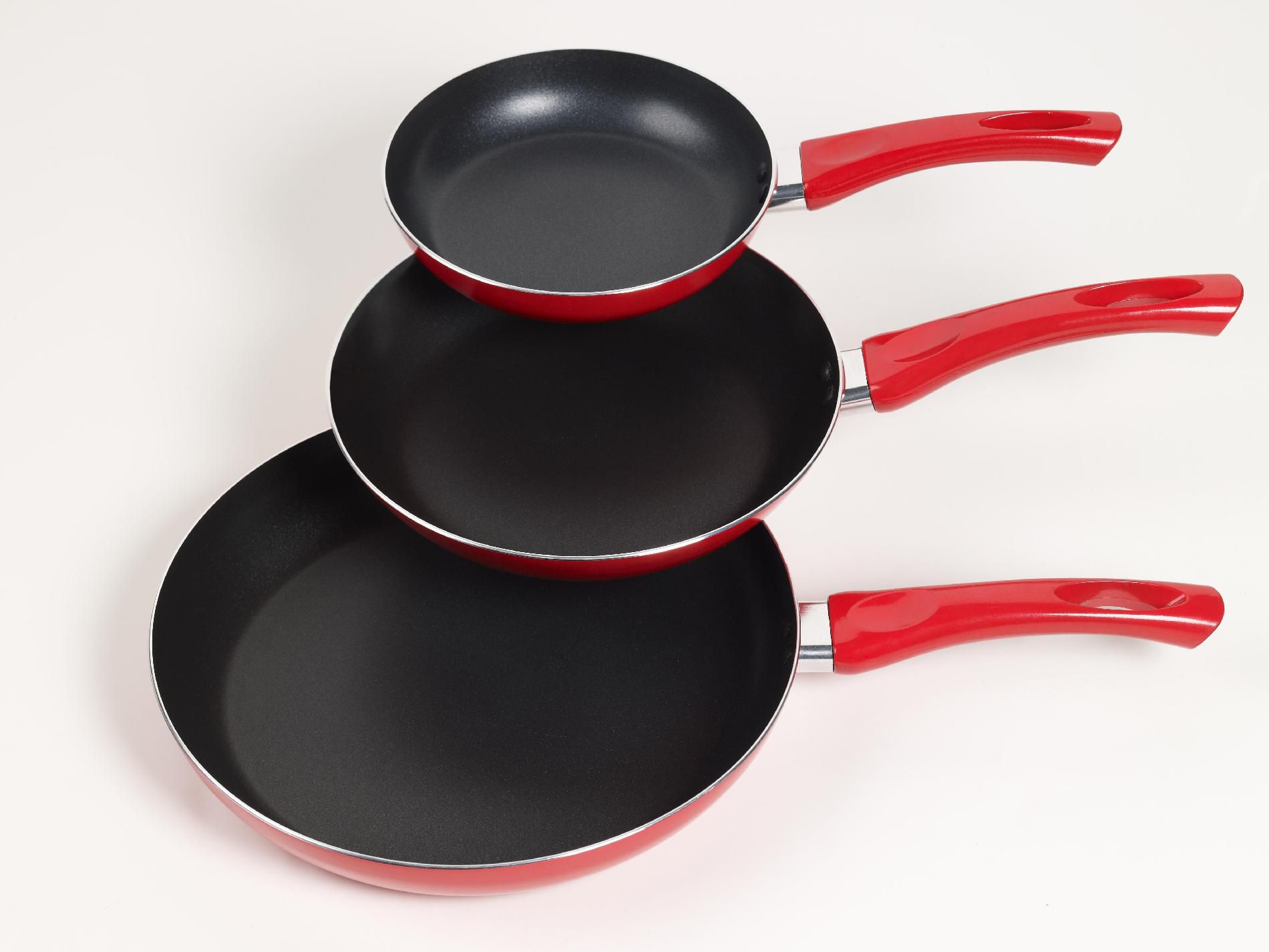 Basic Essentials 3pk Red Frying Pans