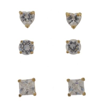 18kt Gold Over Sterling Silver 3 Pair Cubic Zirconia Earring Set at Kmart.com