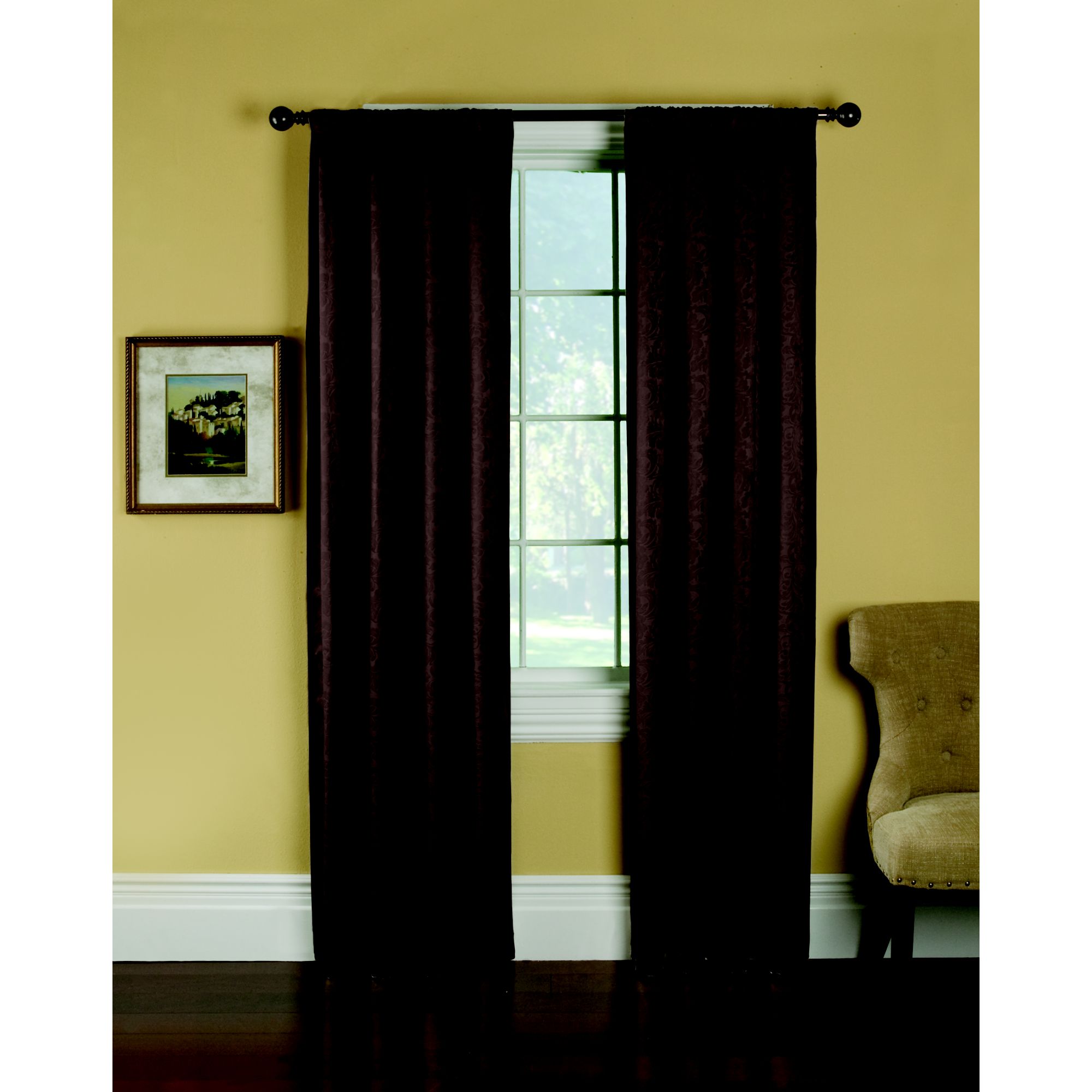 Jaclyn Smith Embossed Symphony Room Darkening Panel - Chocolate at Kmart.com