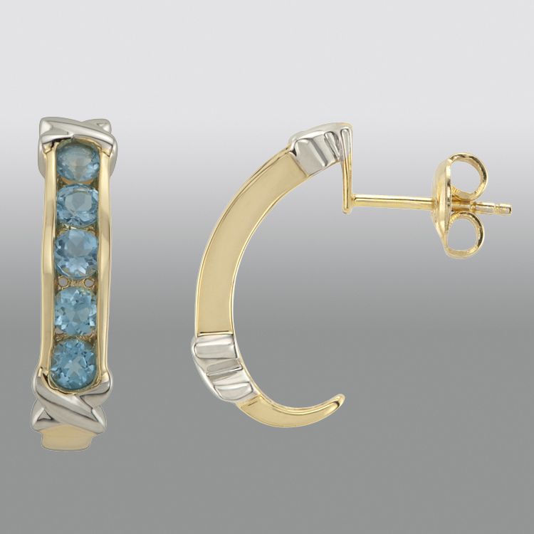 Sterling Silver with 14k Color Flash Plating Channel Set Blue Topaz Earrings at Sears.com