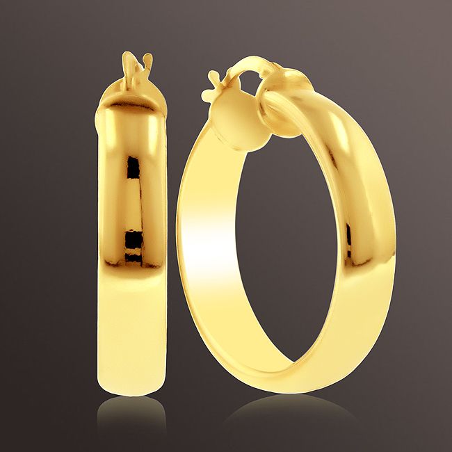 Small Wedding Band Hoop Earrings set in Gold over Bronze                                                                         at mygofer.com