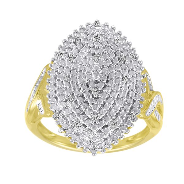 1/10 cttw Diamond Marquee Ring in 18K Gold over Silver at mygofer.com