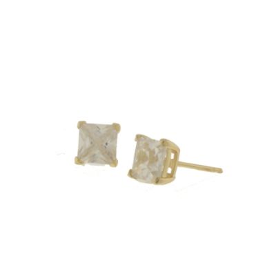 18kt Gold Over Sterling Silver 6mm Princess Cubic Zirconia Stud Earrings at Kmart.com
