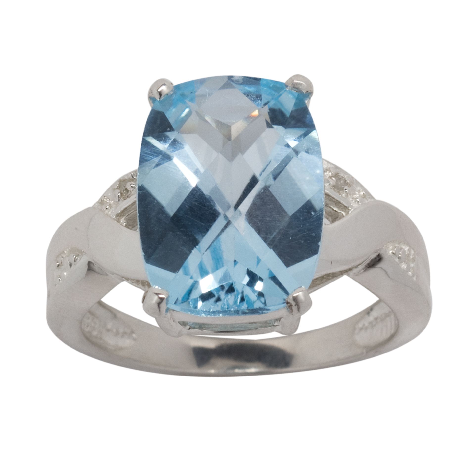 Blue Topaz and Diamond Accent Ring Sterling Silver