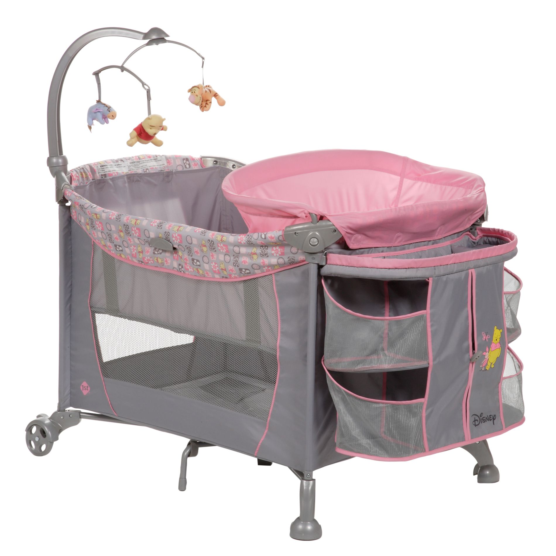 pink pack and play with bassinet