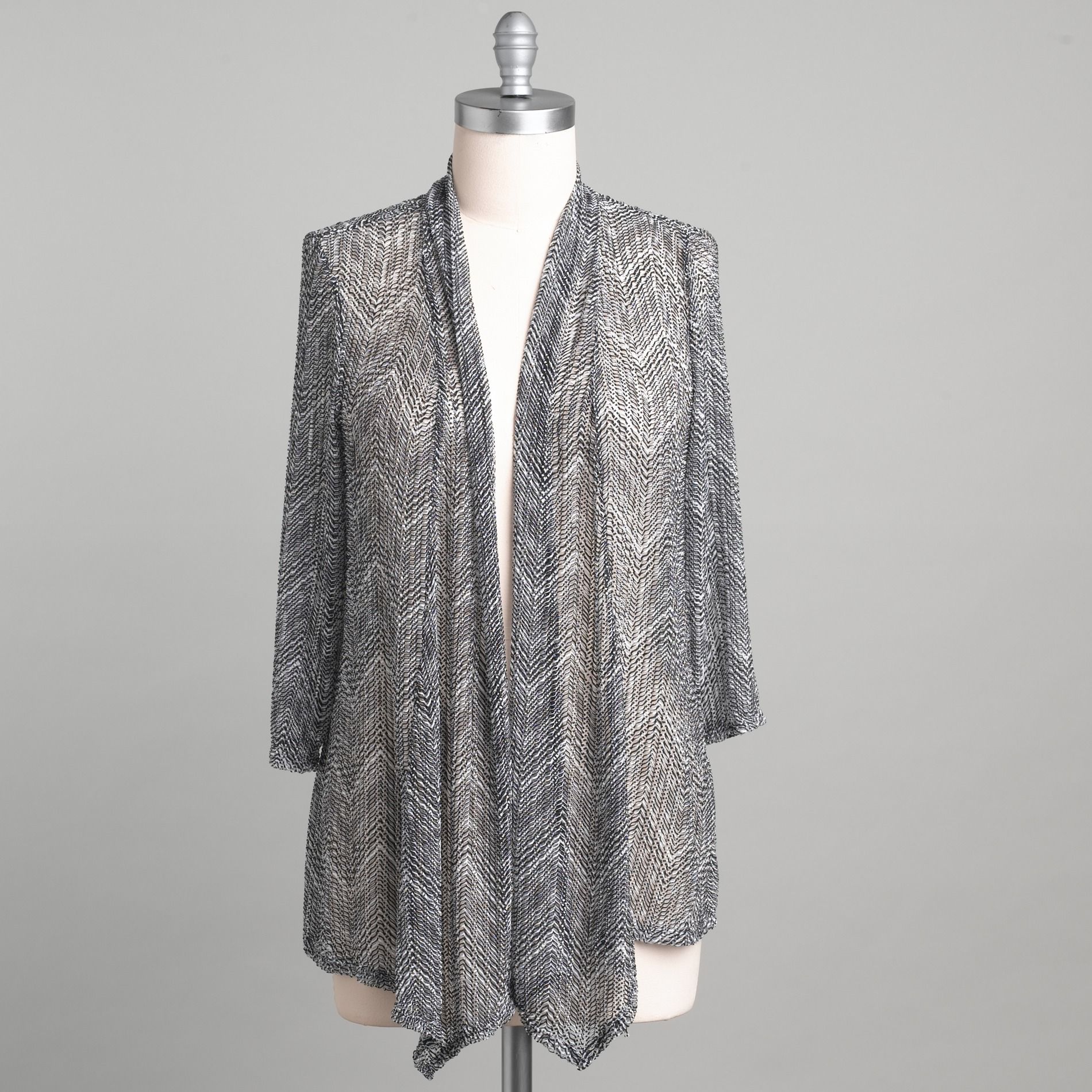 Aqua Blues Women's Plus Zig Zag Printed Ear Mesh Cardigan at Kmart.com