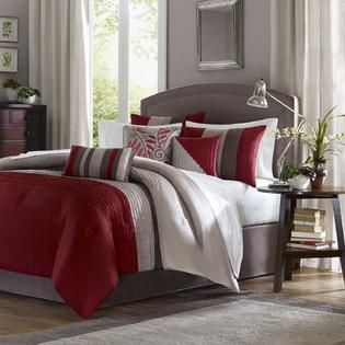Madison Collection Salem Red King 7 Piece Comforter Set - Bed ...