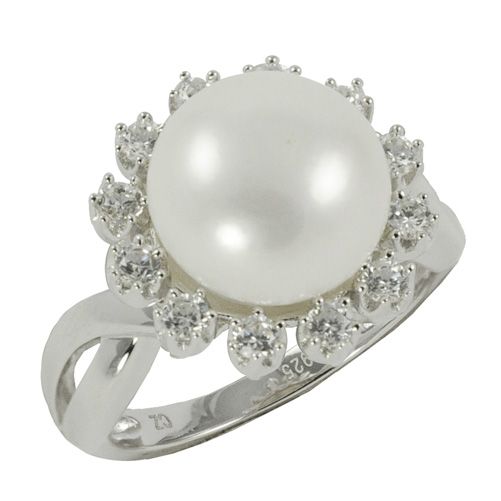 Sterling Silver 12-12.5mm Freshwater Pearl & Cubic Zirconia Ring (size 5) at Sears.com