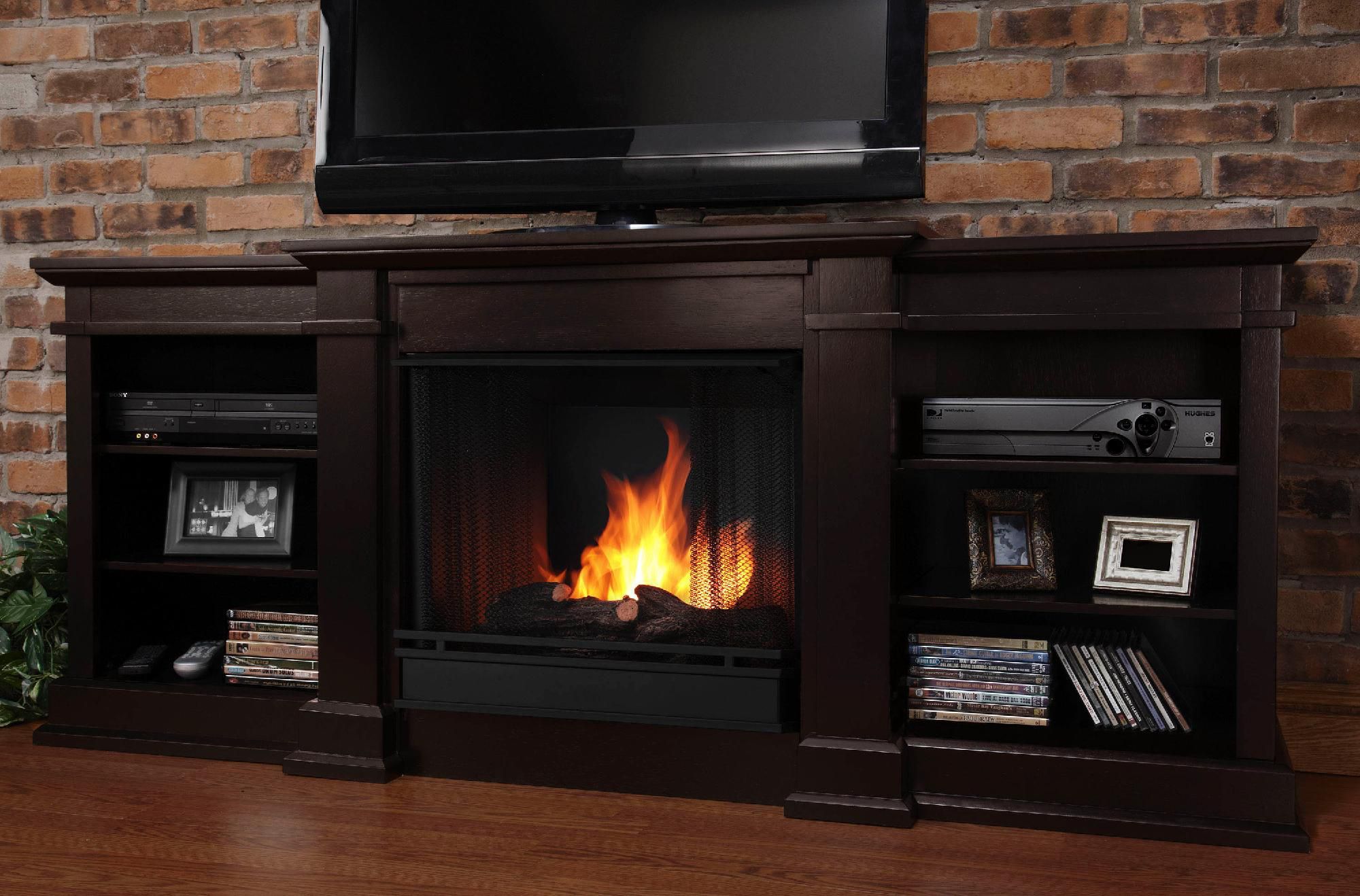 Real Flame Fresno Ventless Gel Fireplace in Dark Walnut