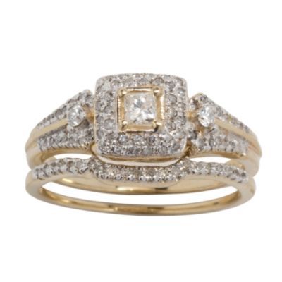 1/2cttw Diamond Bridal Set in 10k Yellow Gold