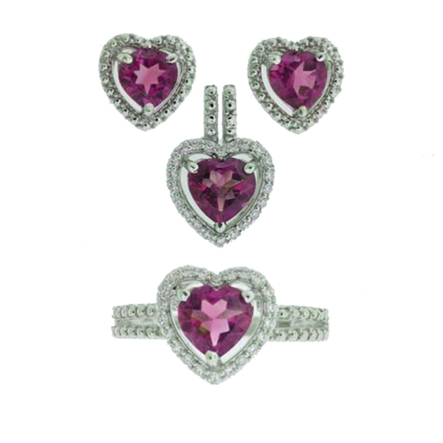 Sterling Silver Lab Created Ruby Heart 3 pc Set at Kmart.com