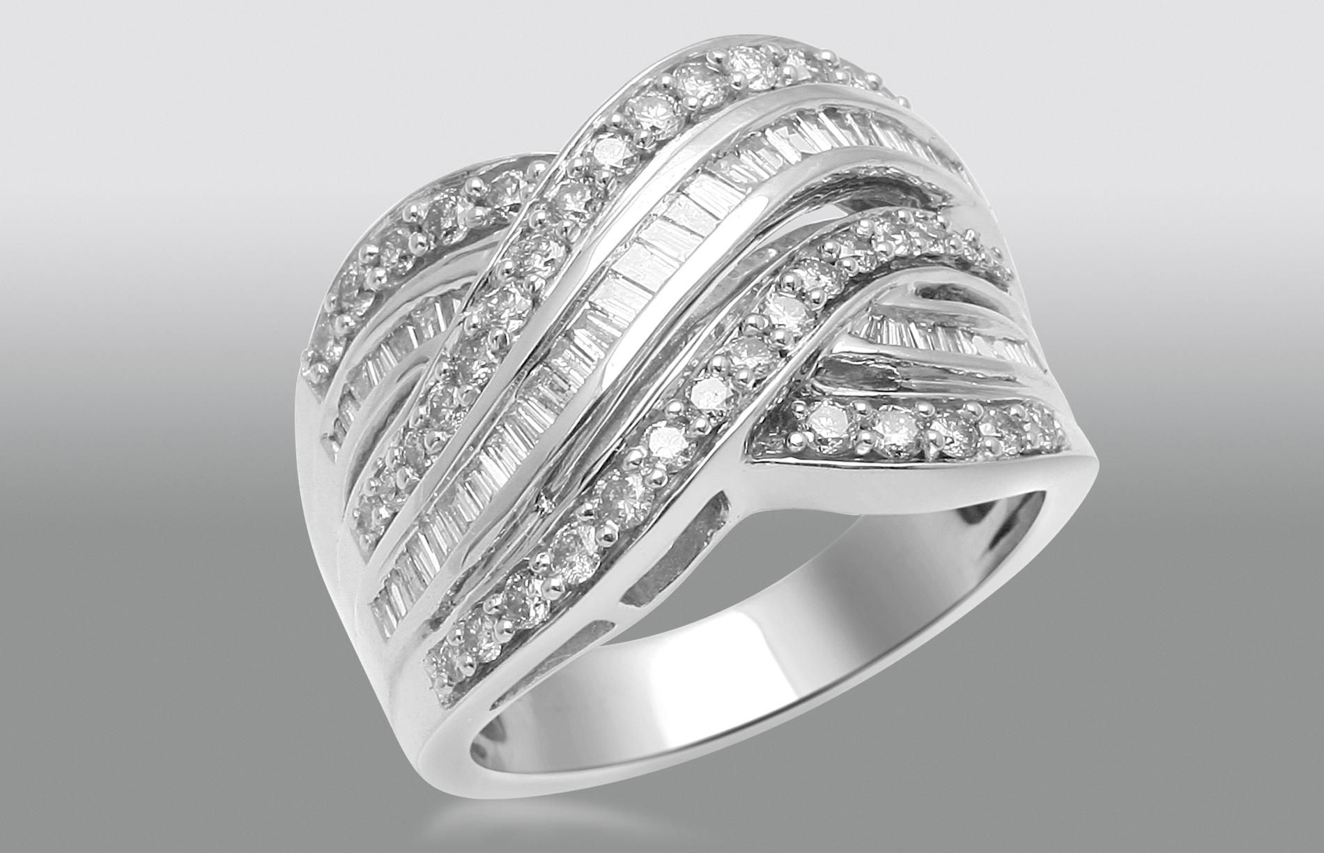 1 cttw Sterling Silver Diamond Bypass Ring