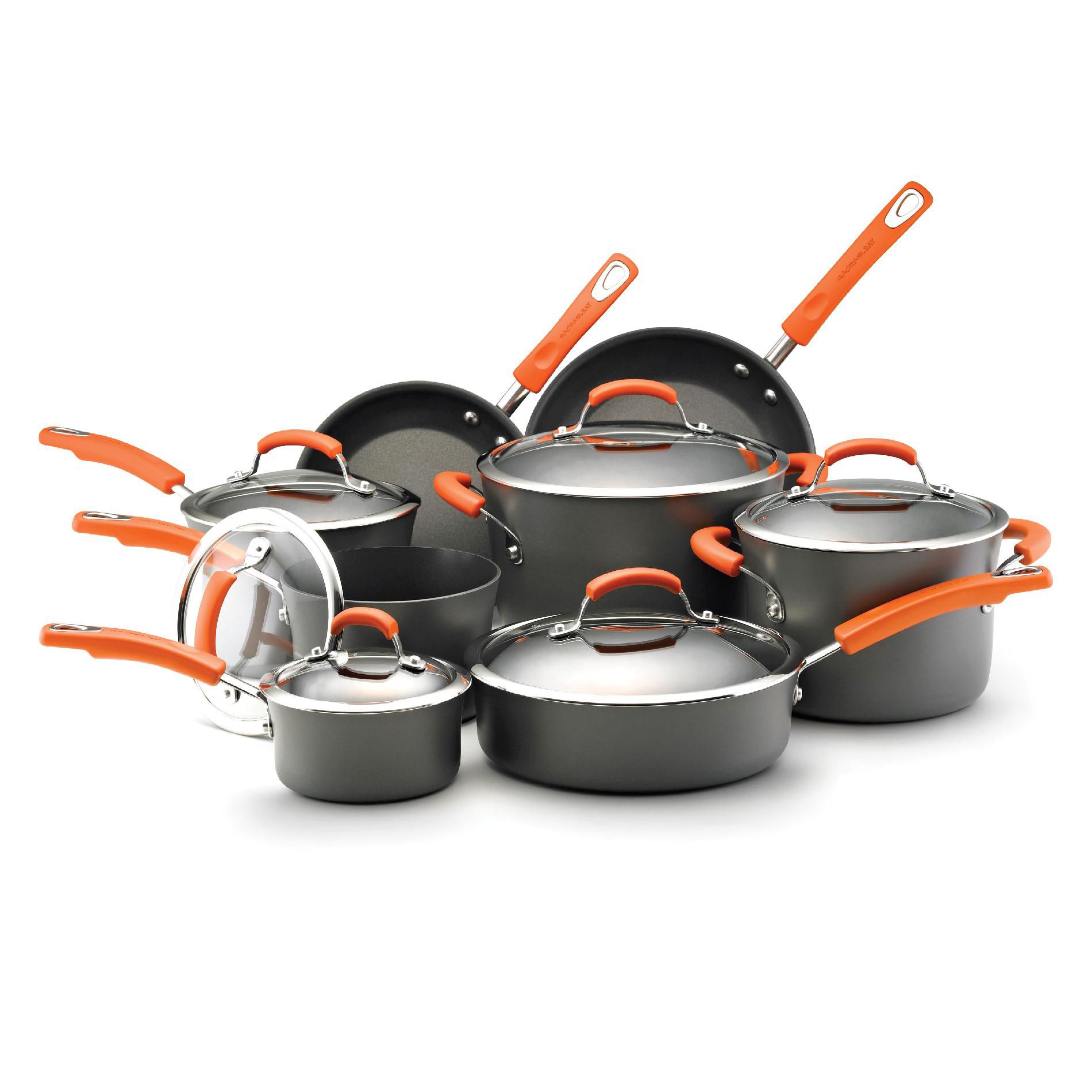 Rachael Ray Hard-Anodized  14 Piece Set (Orange Handles)