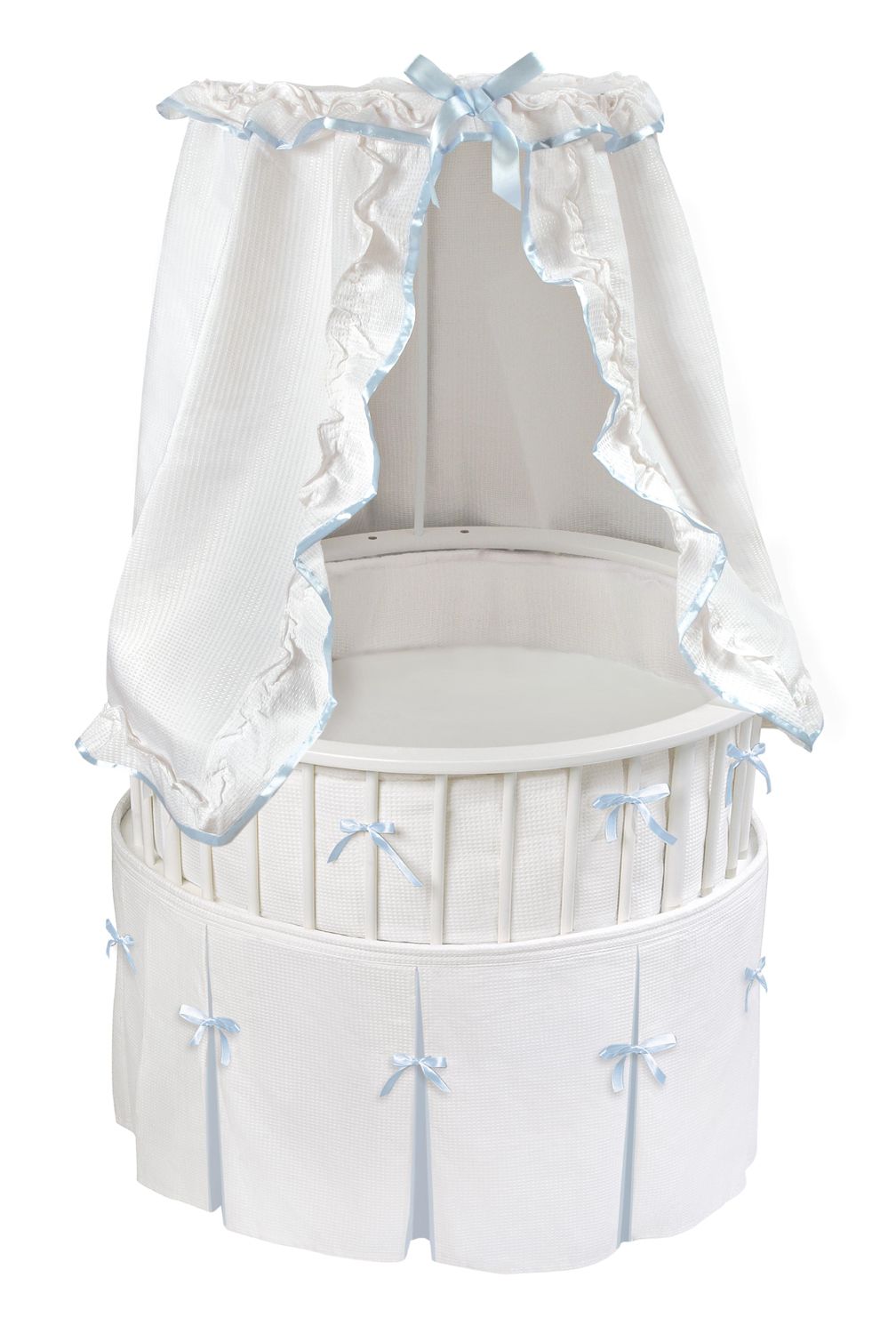 Badger Basket White Elite Oval Bassinet with White Waffle/Blue Trim Bedding at Kmart.com