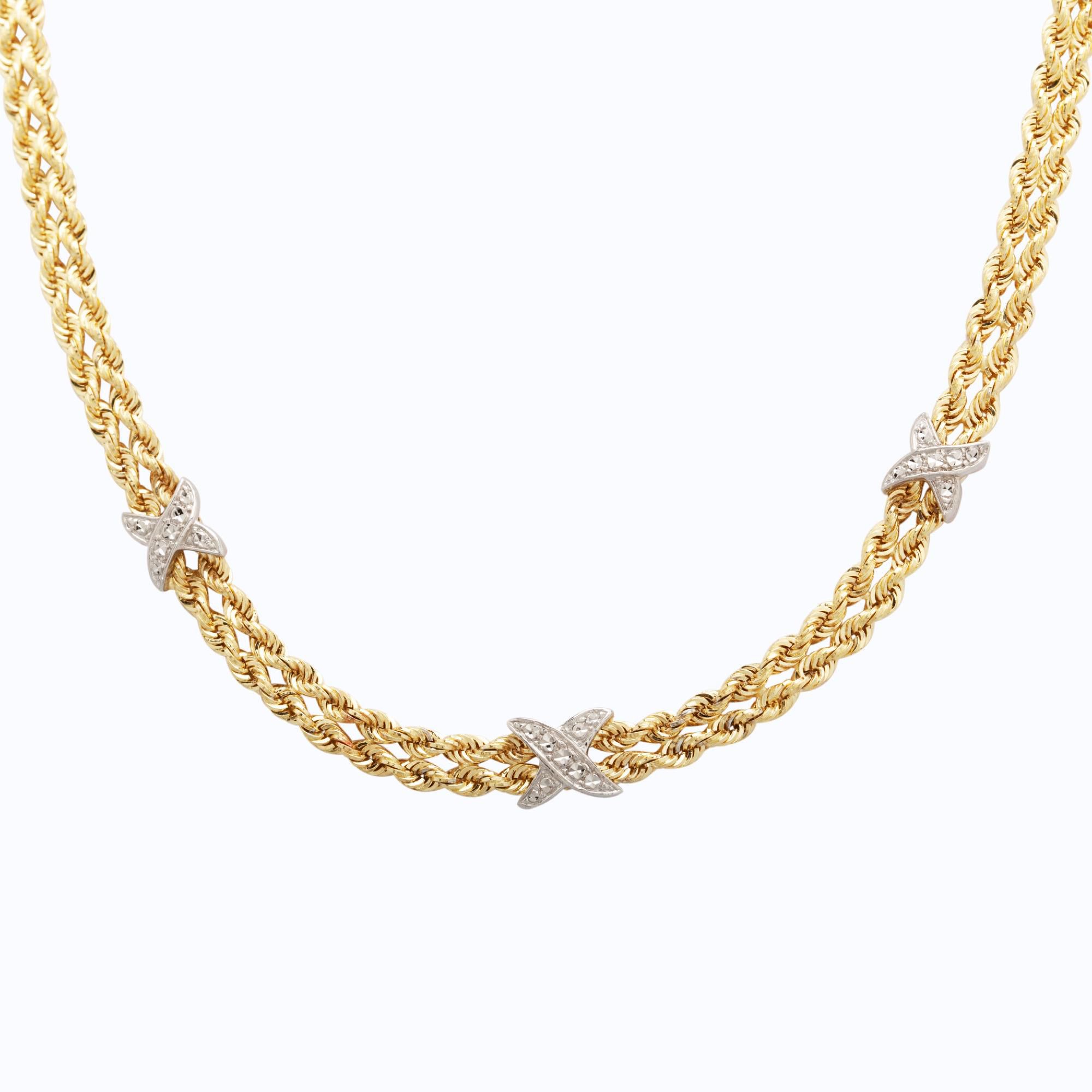 10K&SS Twisted Rope Necklace with X stations at Kmart.com