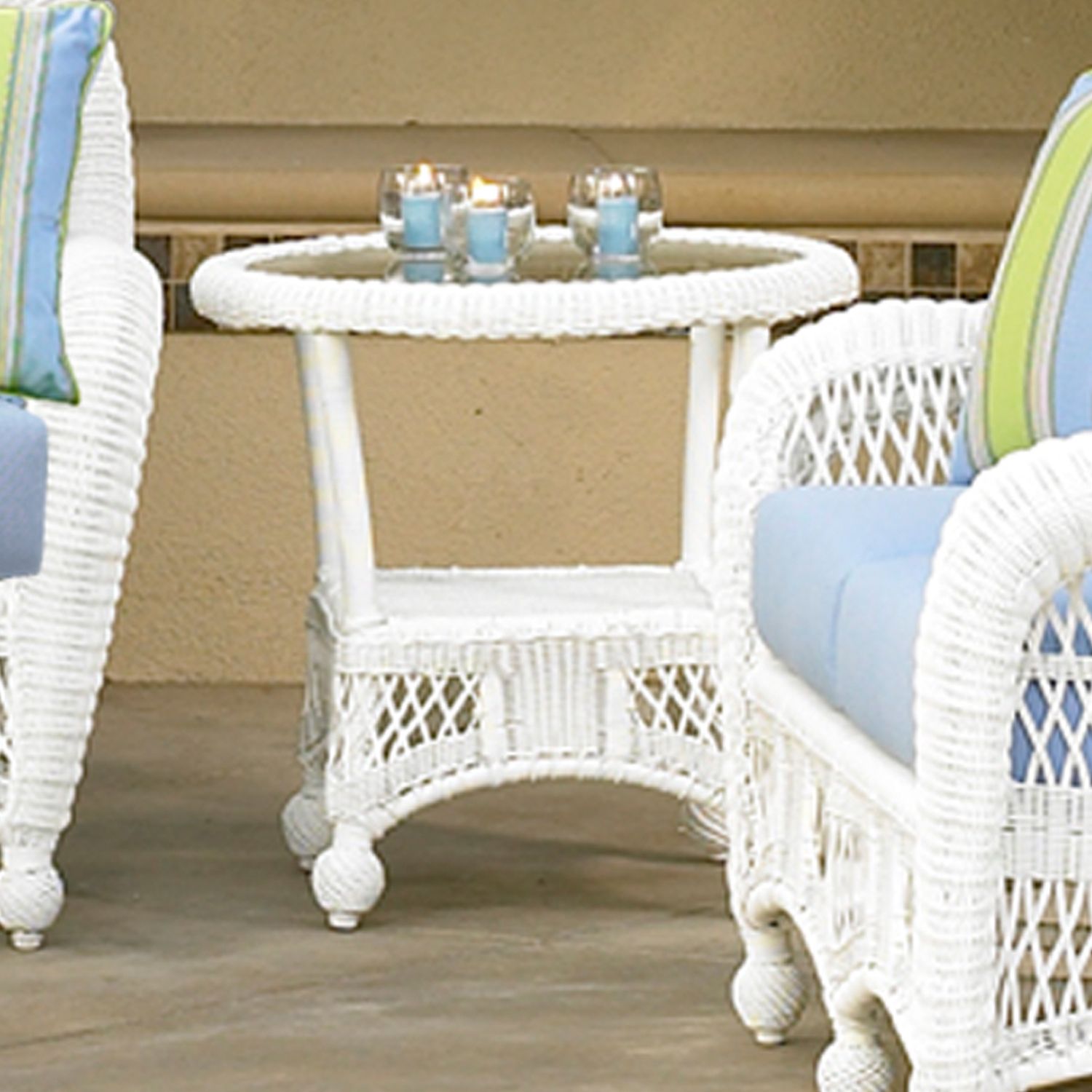 Chicago Wicker Montego Round End Table w/ glass at Kmart.com