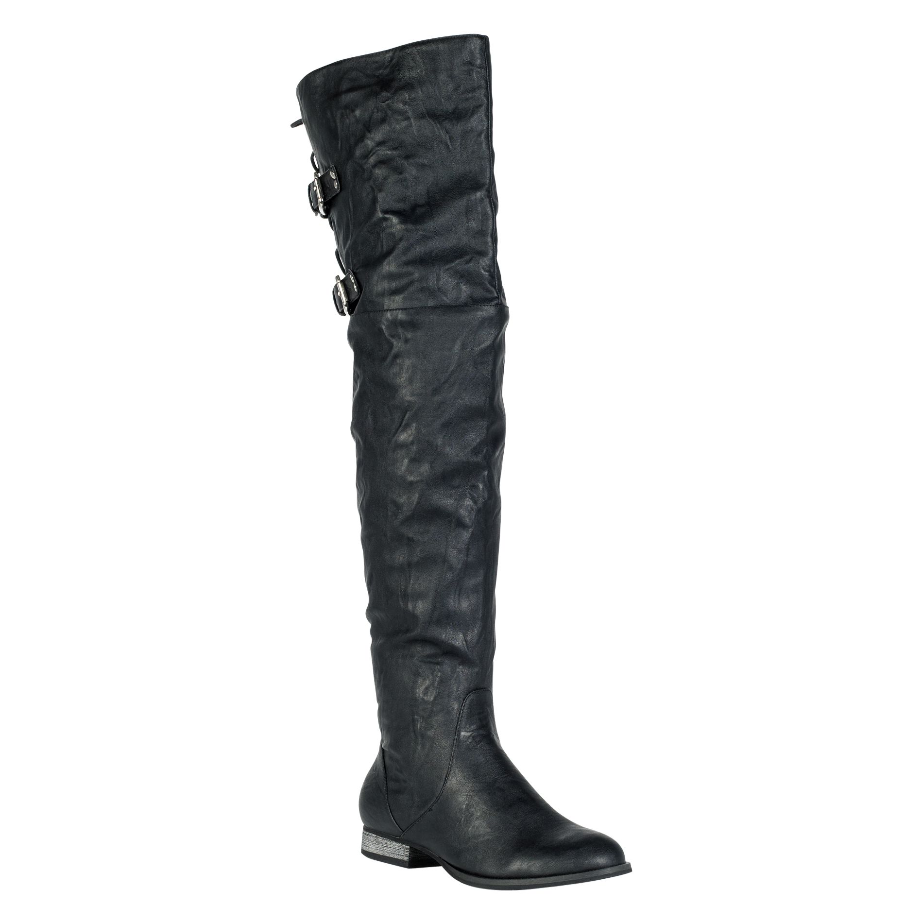 Pink Duchess Women's Cameo Over the Knee Flat Boot - Black at Kmart.com