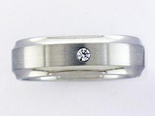 Men's 6MM Stainless Steel Diamond Accent band at Sears.com