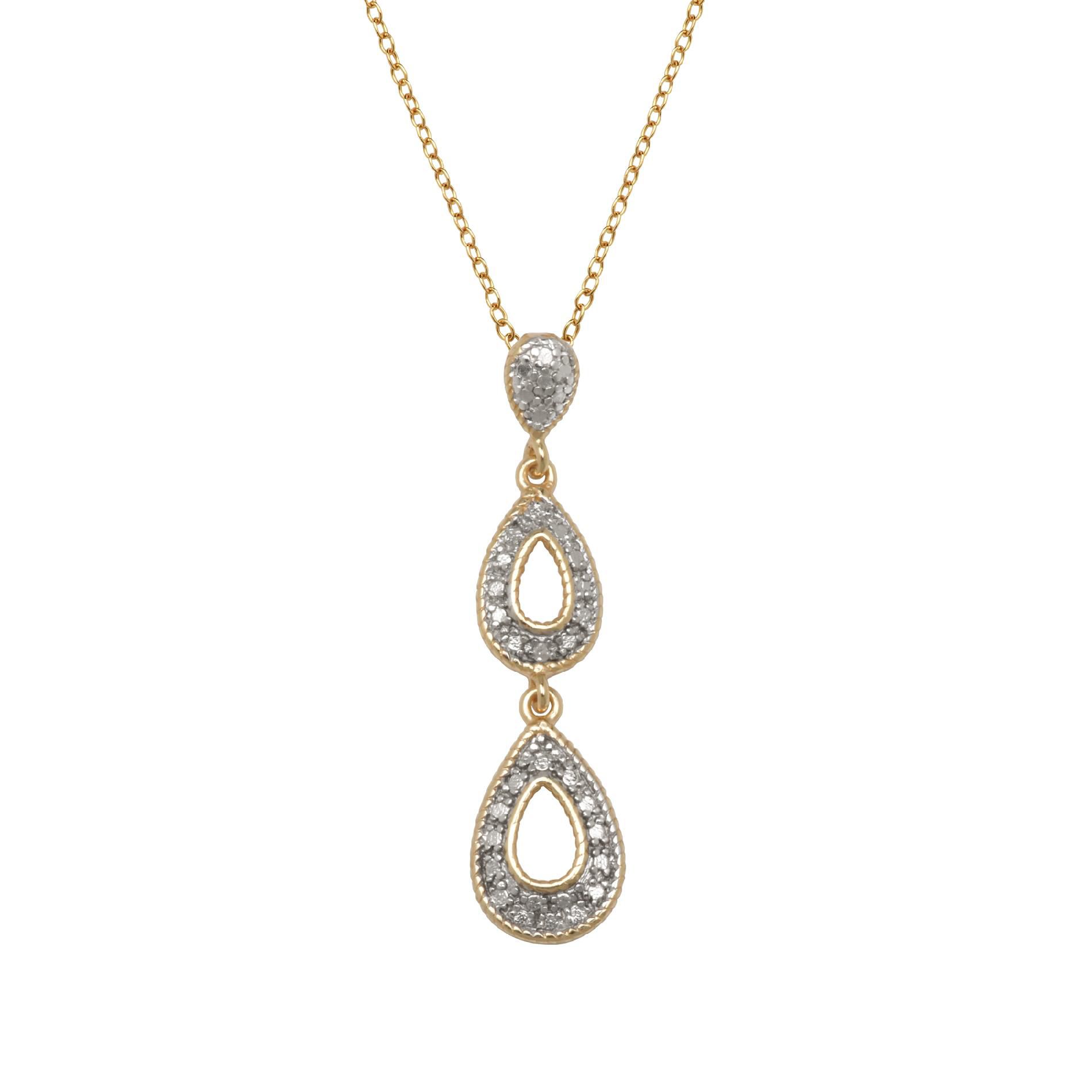 18k and Sterling Silver Diamond Accent Tear Drop Pendant at Kmart.com