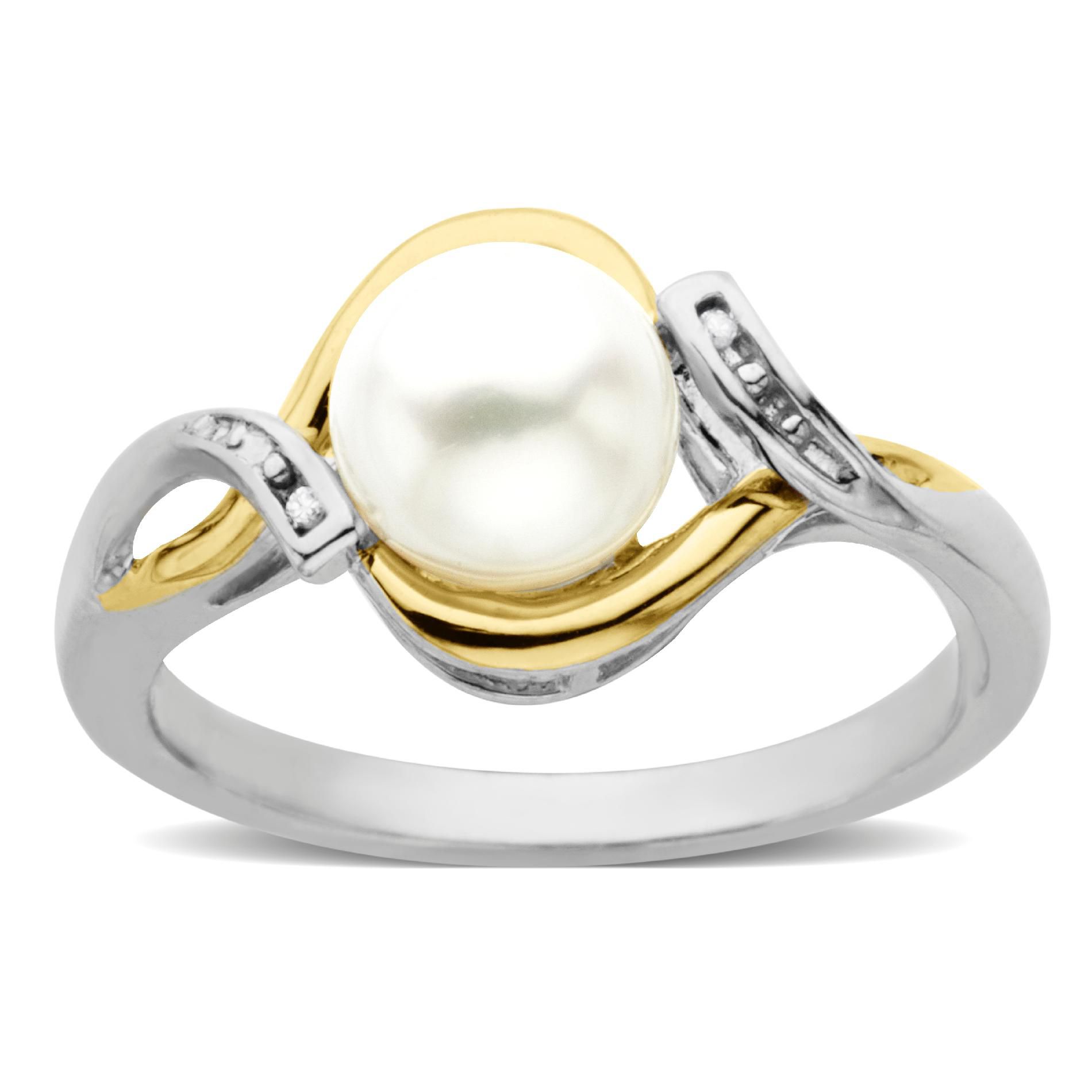 Cultured Freshwater Pearl and Diamond Accent Ring