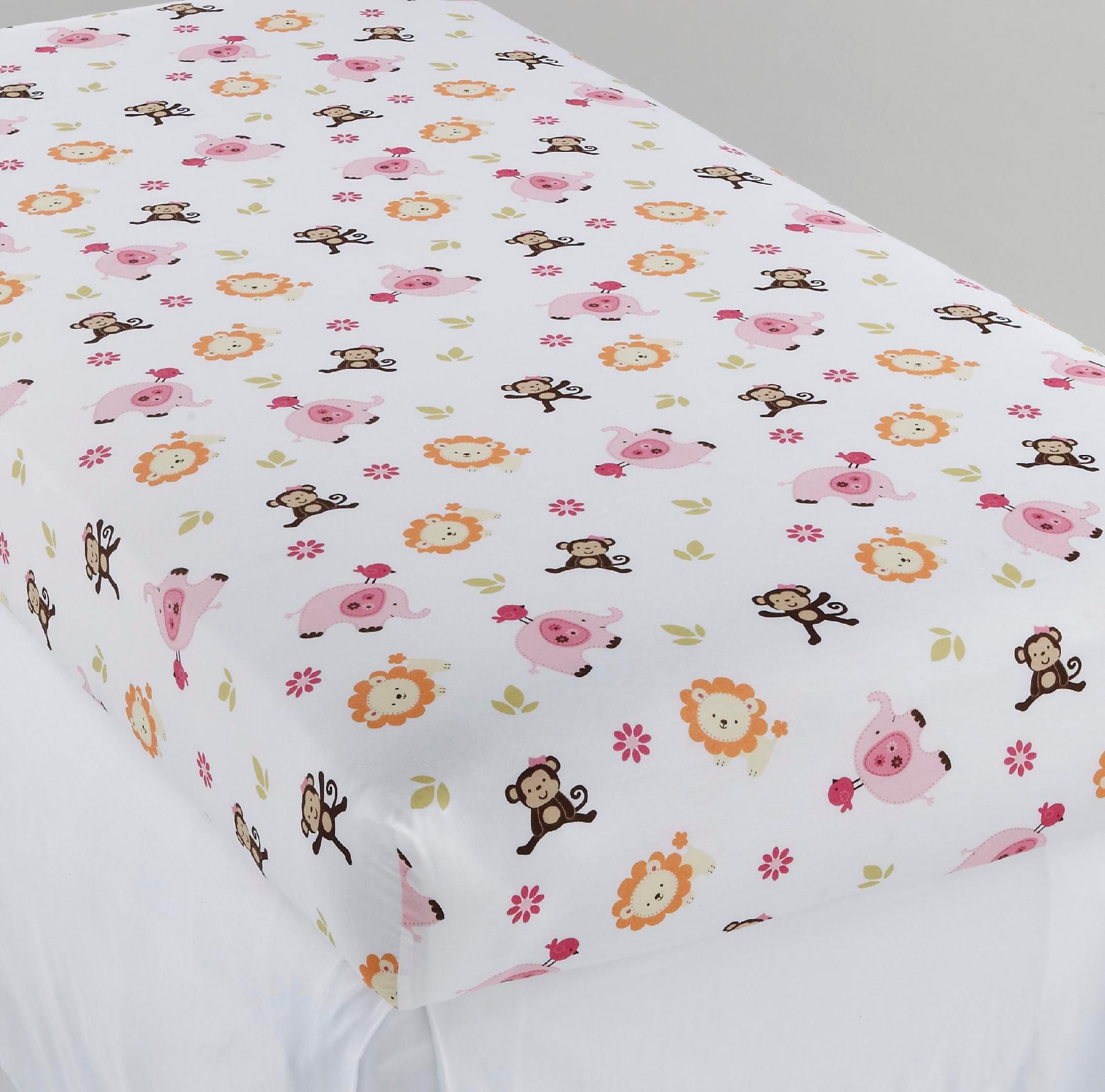 NoJo Newborn Girl's Raspberry Jungle Fitted Crib Sheet at Kmart.com