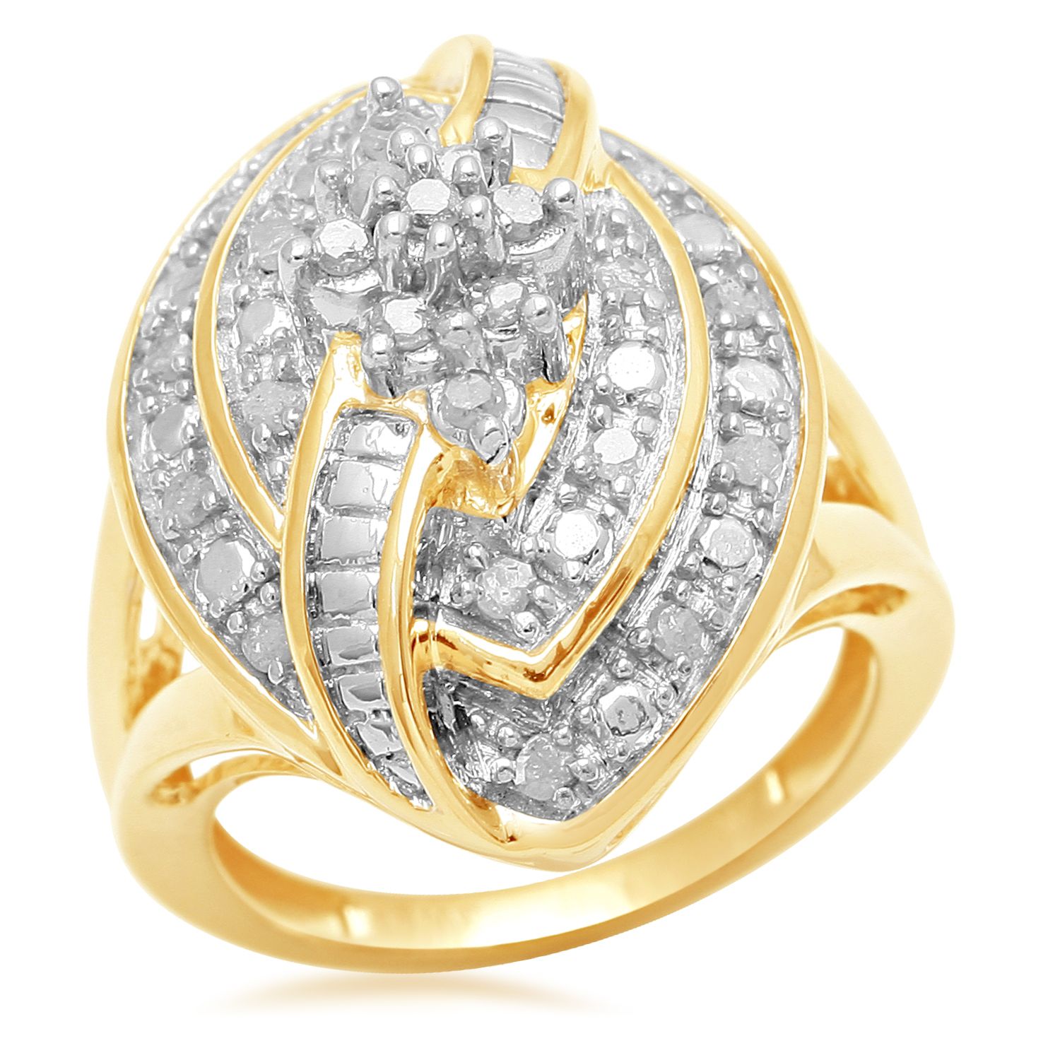 1/2 cttw Gold Over Brass Marquise Diamond Ring