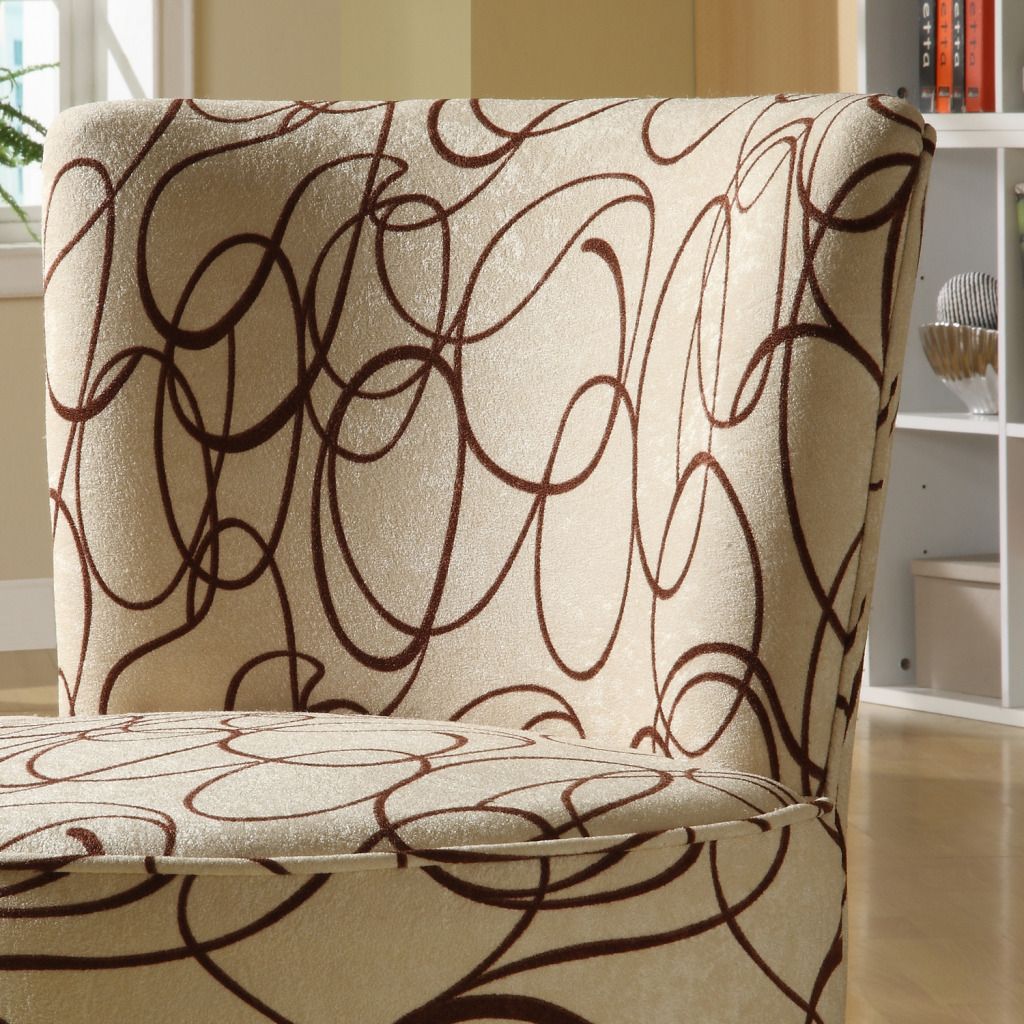 Round Swivel Chair in Brown Swirl Print                                                                                          at mygofer.com