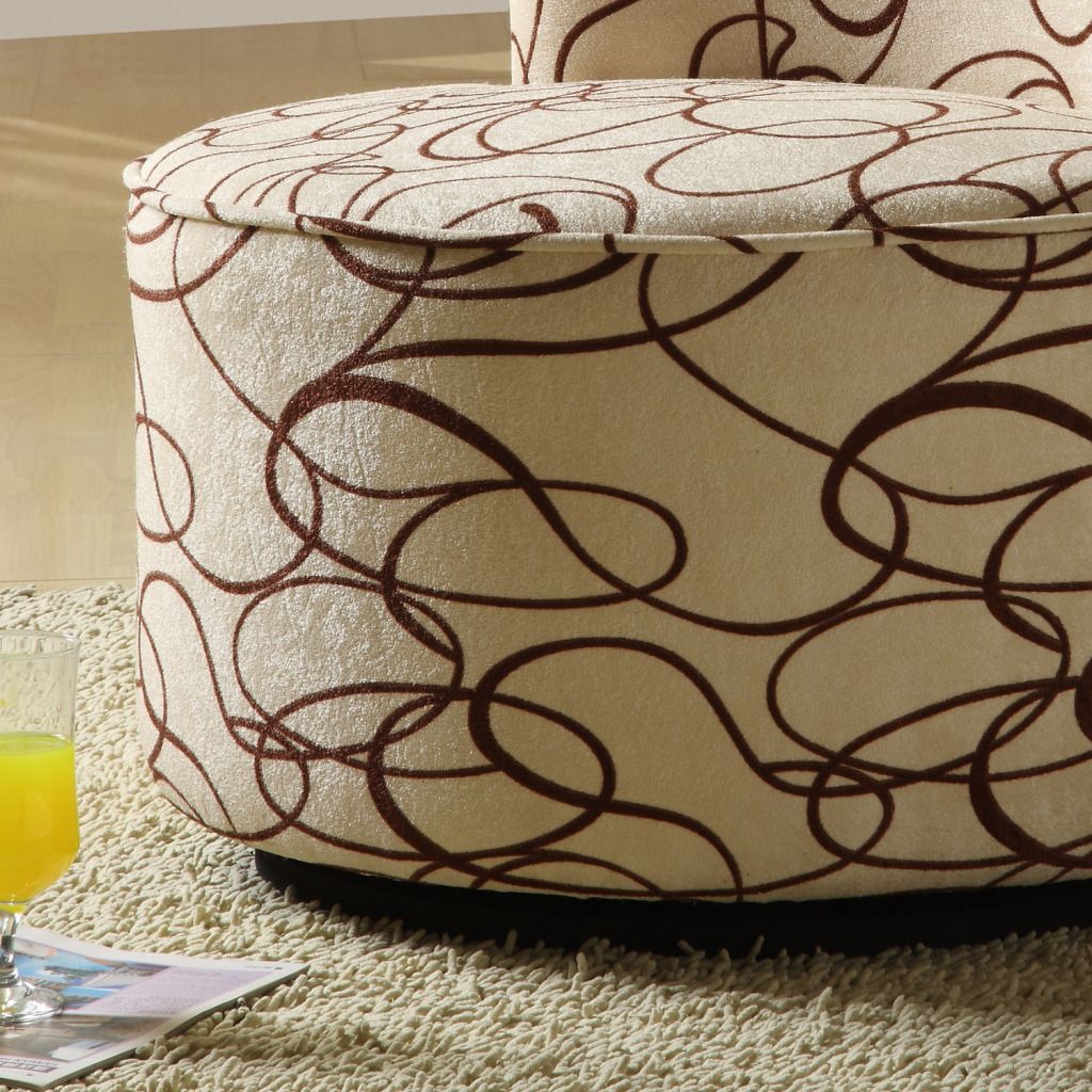 Round Swivel Chair in Brown Swirl Print                                                                                          at mygofer.com