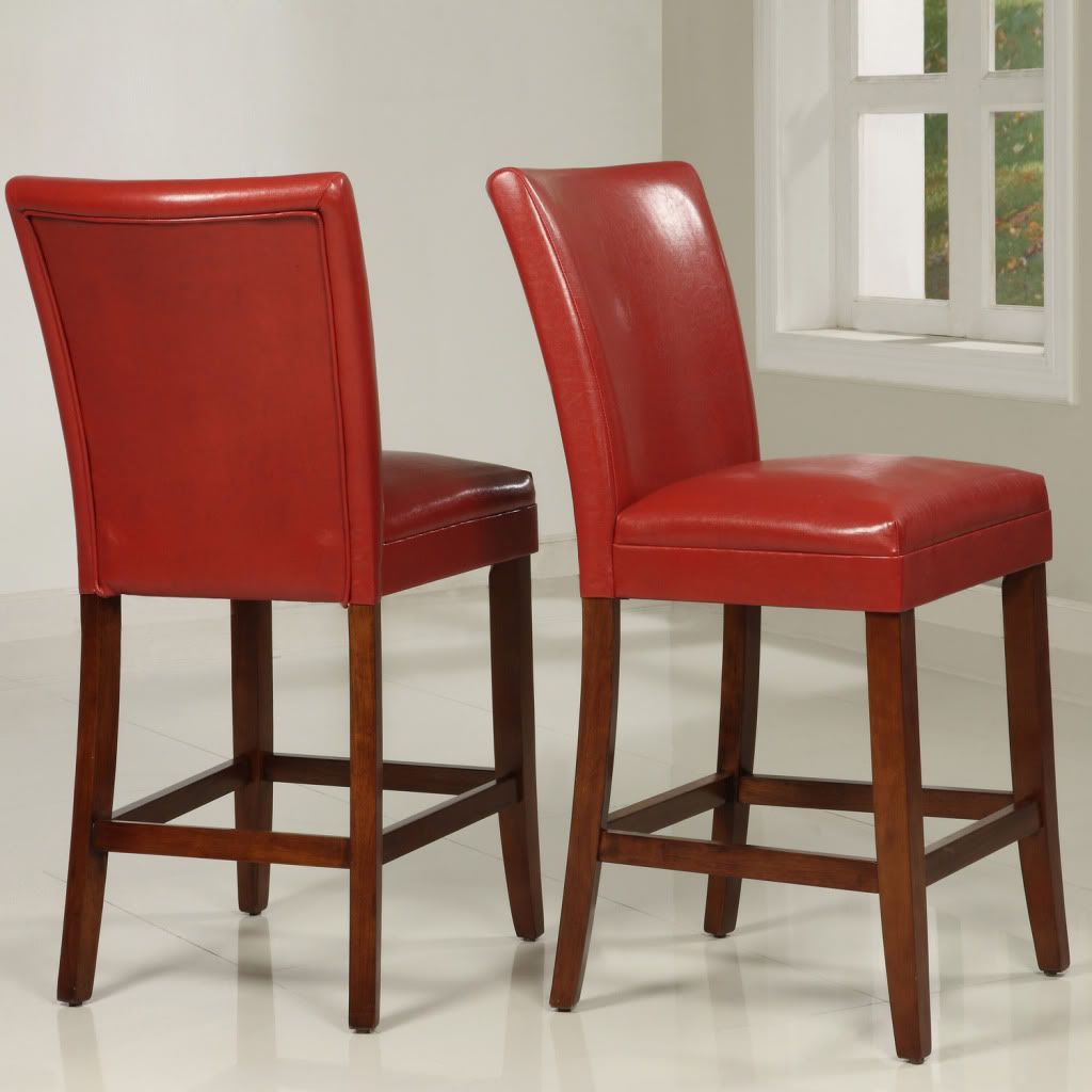... Wine Red Faux Leather Counter-height Chairs (Set of 2) Sears Outlet