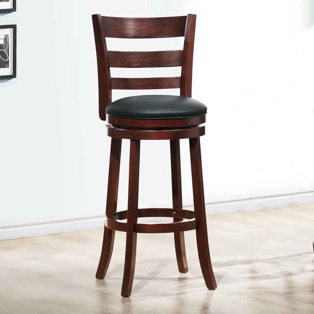 Contemporary 29 in. H Swivel Counter Height Chair - Lattice Back Espresso