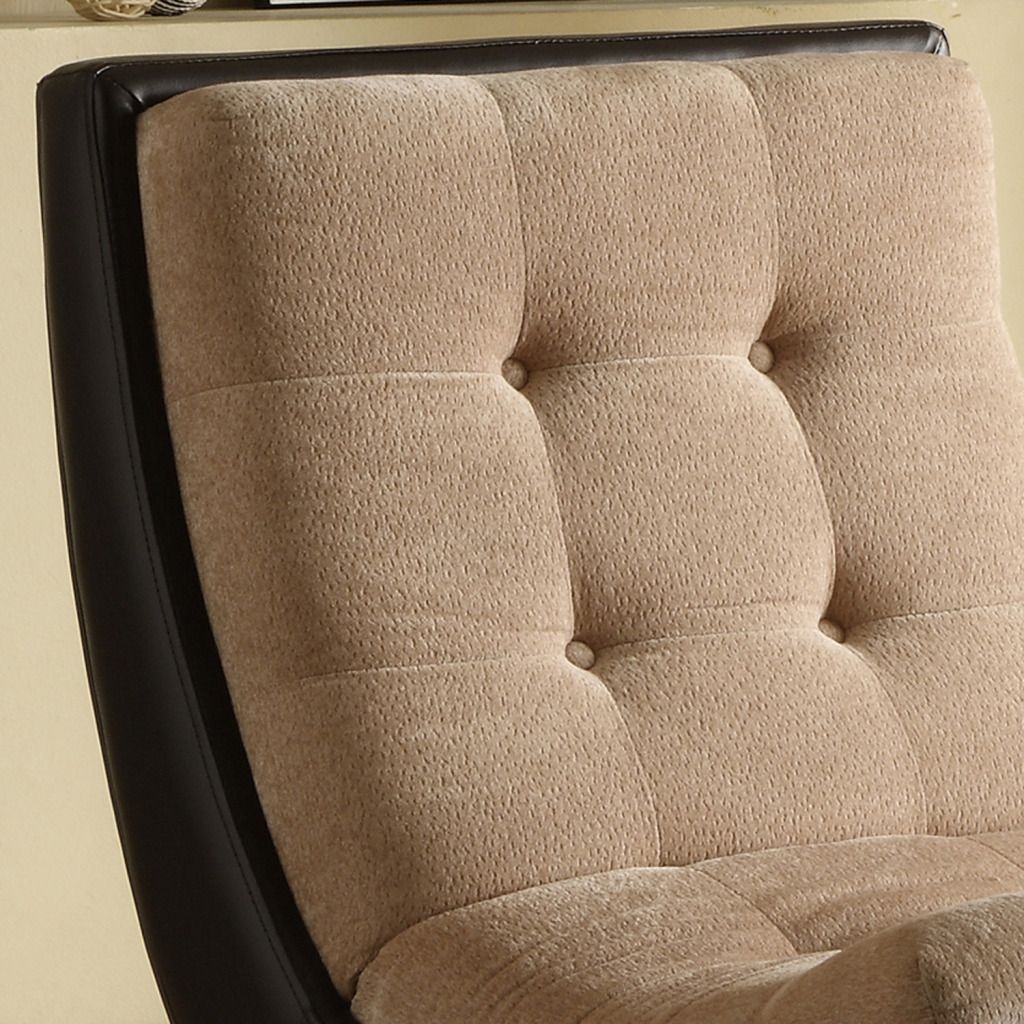 Two-tone Peat Velvet Faux Leather Chair with Ottoman                                                                             at mygofer.com