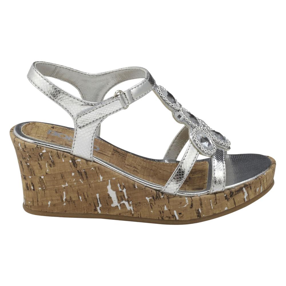 Girl's Olympia Wedge Sandal- Silver