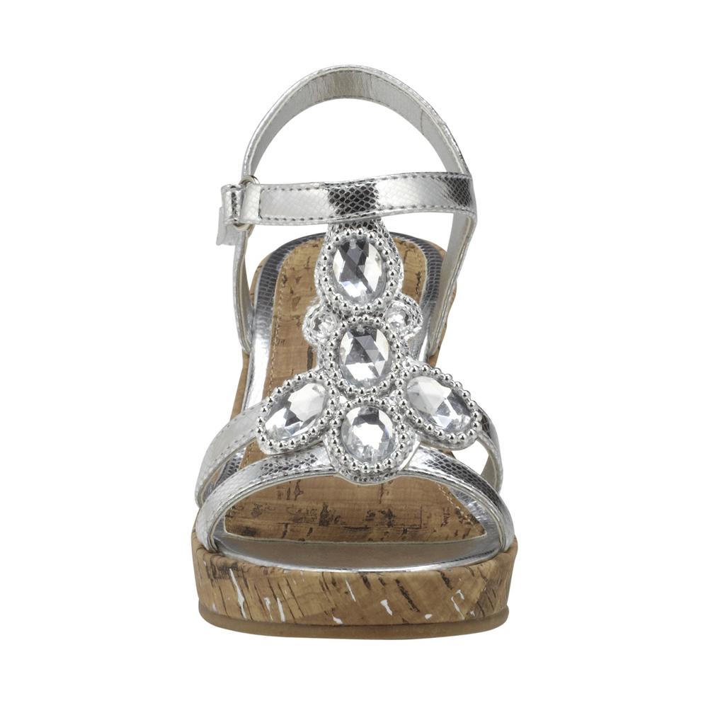 Girl's Olympia Wedge Sandal- Silver
