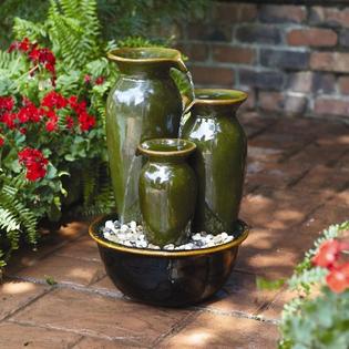 fountain vase cascade oasis garden outdoor fountains pumps water patio sears decor solar ceramic outside