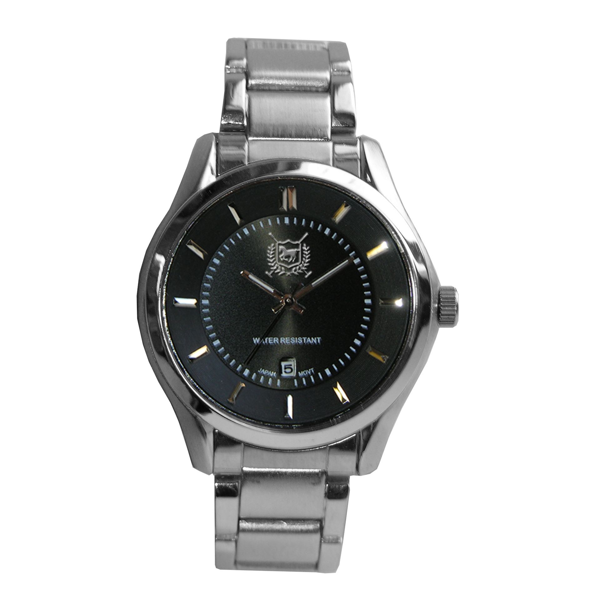 US Polo Assn. Ladies' Calendar Date Watch w/Round Silvertone Case, Black Dial and ST Expansion Band at Kmart.com