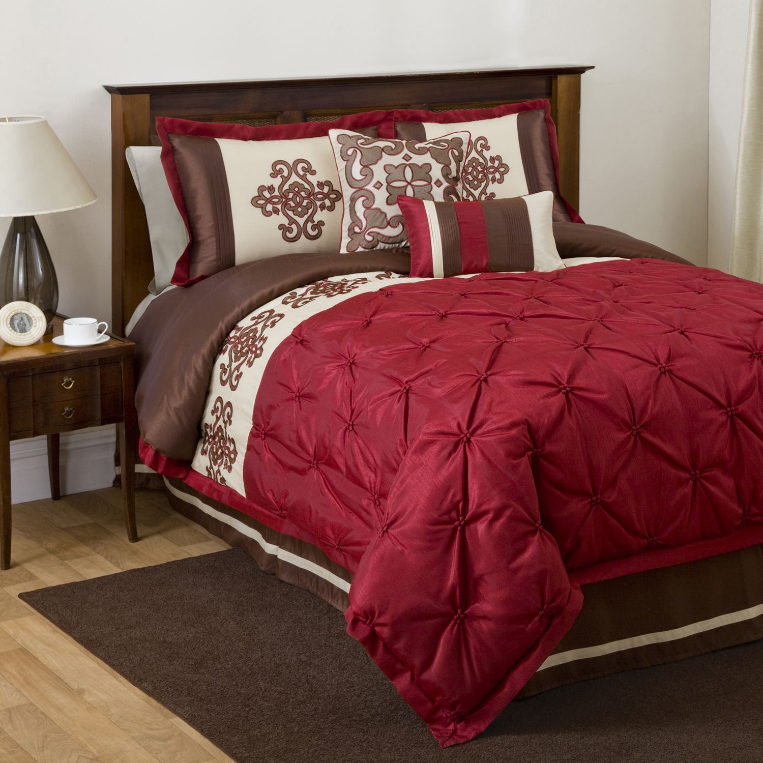 Lush Decor Sienna 6pc King Comforter Set Red/Choc