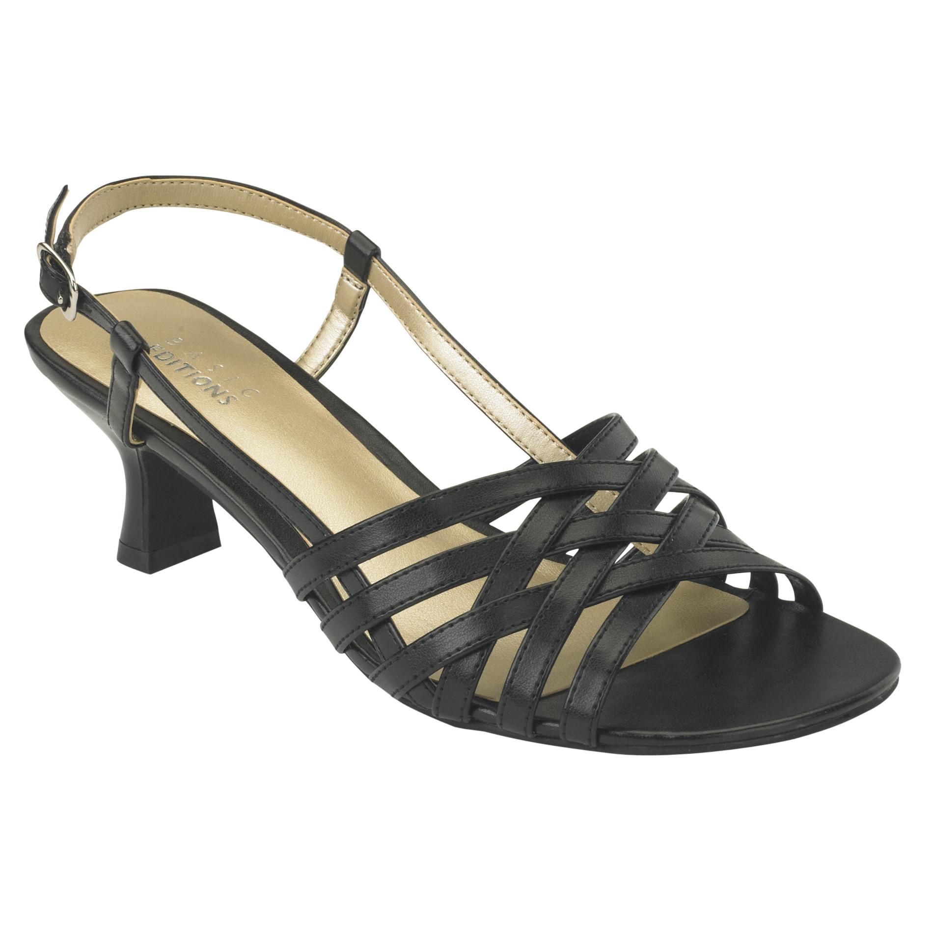Basic Editions Women's Fable Strappy Kitten Heel Sandal - Black at Kmart.com