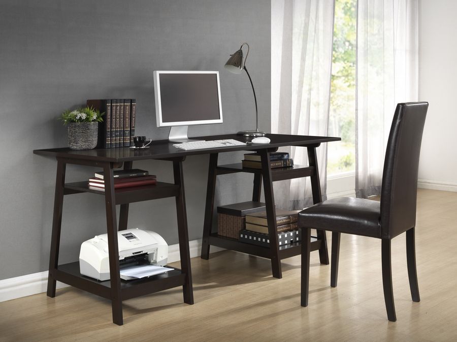 Baxton Mott Dark Brown Wood Modern Desk with Sawhorse Legs (Large) at Kmart.com