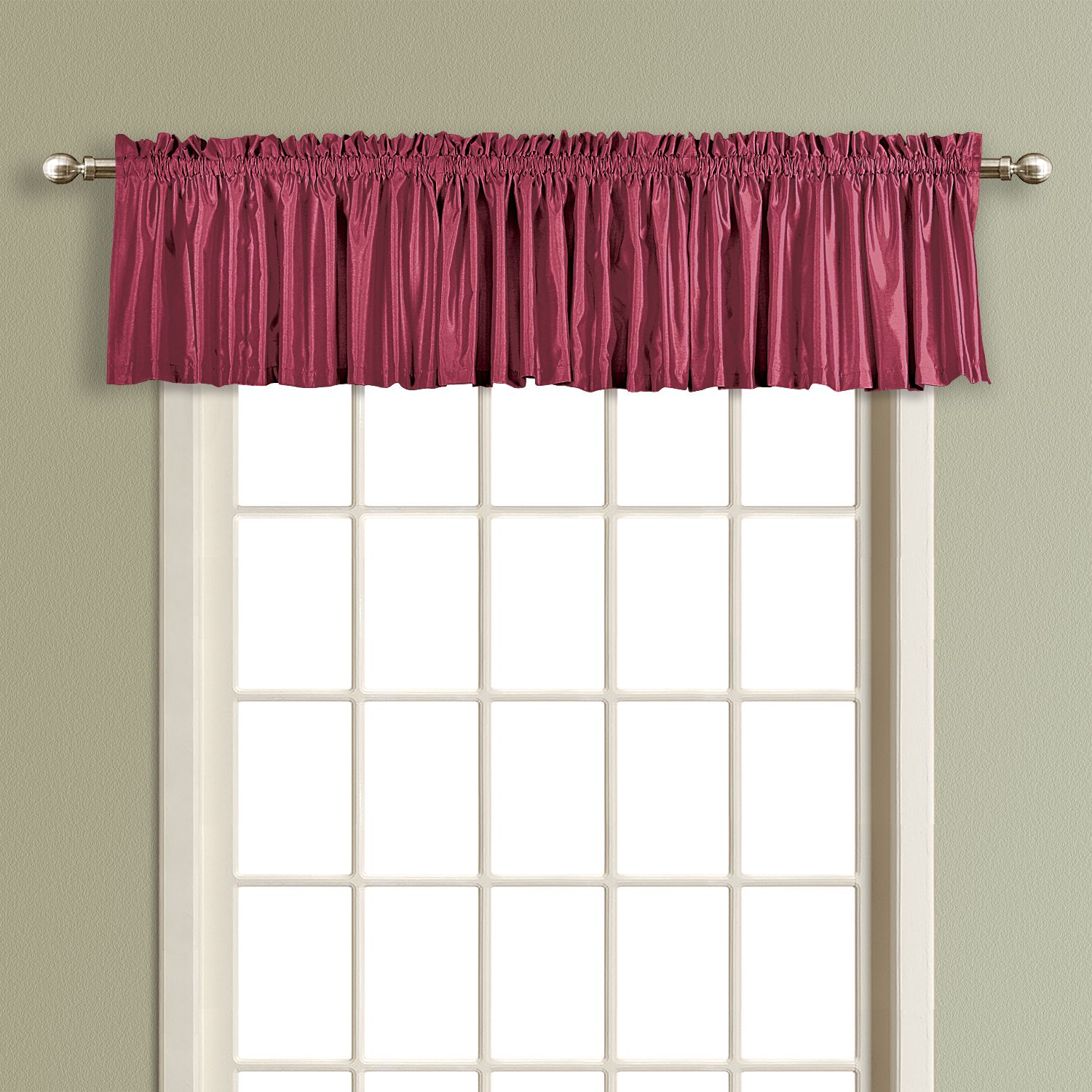 United Curtain Company Anna 54" X 16" faux silk straight valance available in white, natural, sage, taupe, blue, gold, burgundy and chocolate at Kmart.com