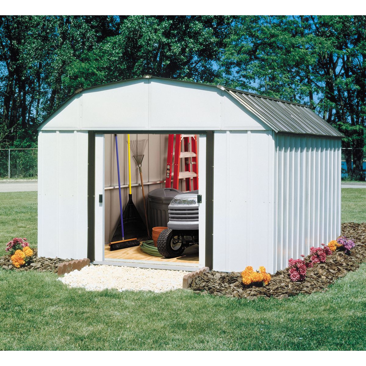 arrow 10' x 12' barn roof storage building - sr1012 - lawn