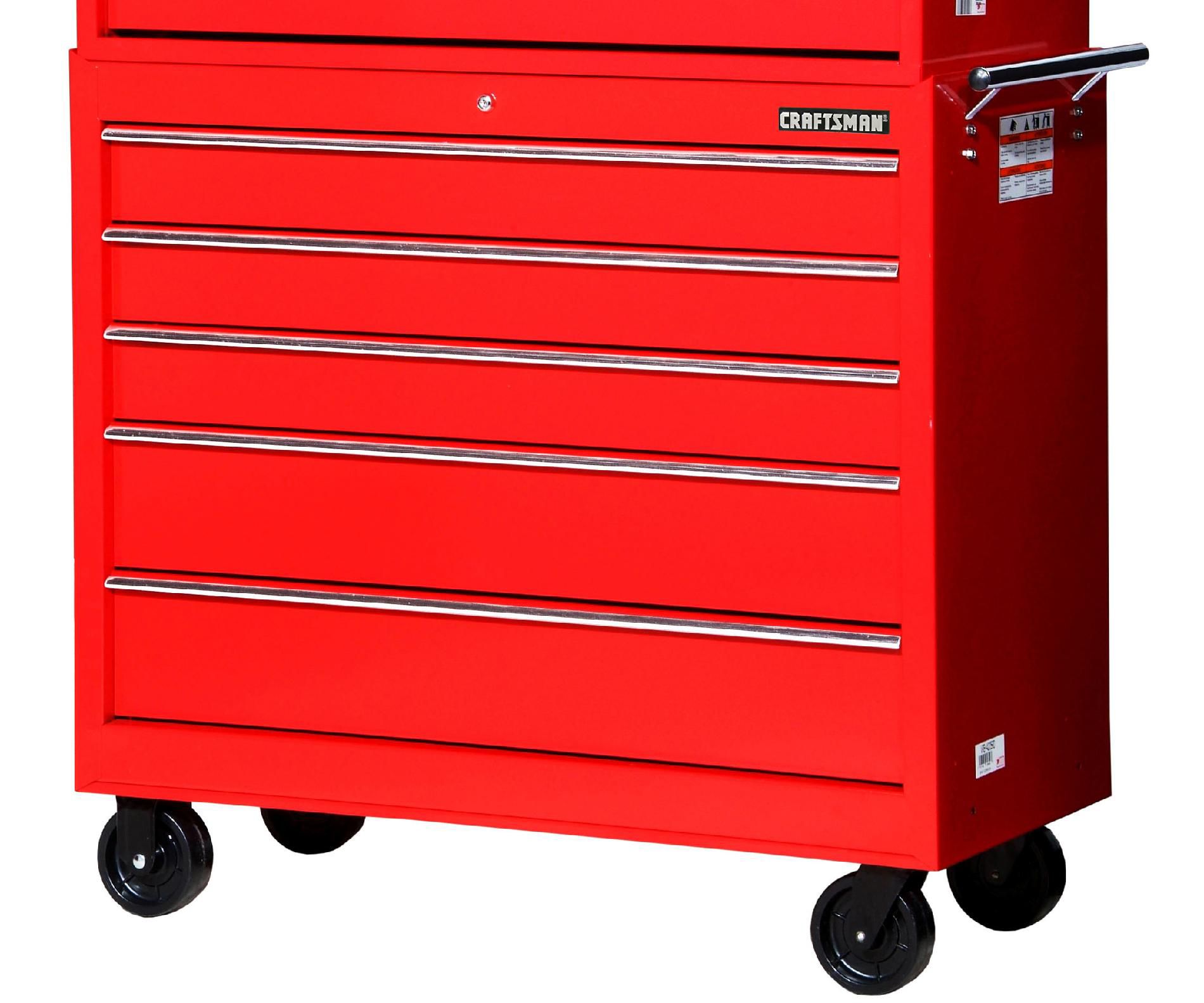 Craftsman 42 5-Drawer Ball Bearing Slides Roller Cabinet Red