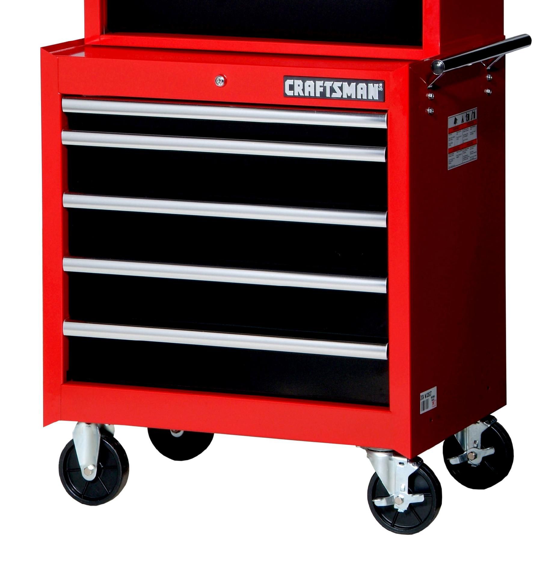 Craftsman 27 5-Drawer Ball Bearing Slides Roller Cabinet Red&Black