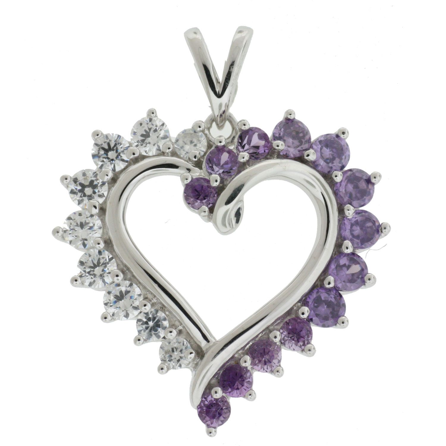 Sterling Silver Lab Created Amethyst and Lab Created White Sapphire Perfect Heart Pendant at Sears.com