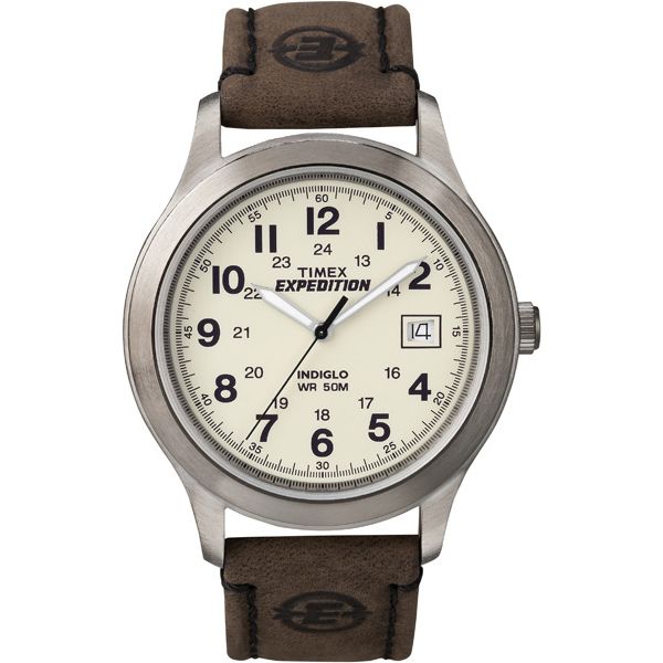 UPC 753048378432 product image for Men's Timex Expedition Calendar Date Watch w/Round Silvertone Case, Off-White Di | upcitemdb.com