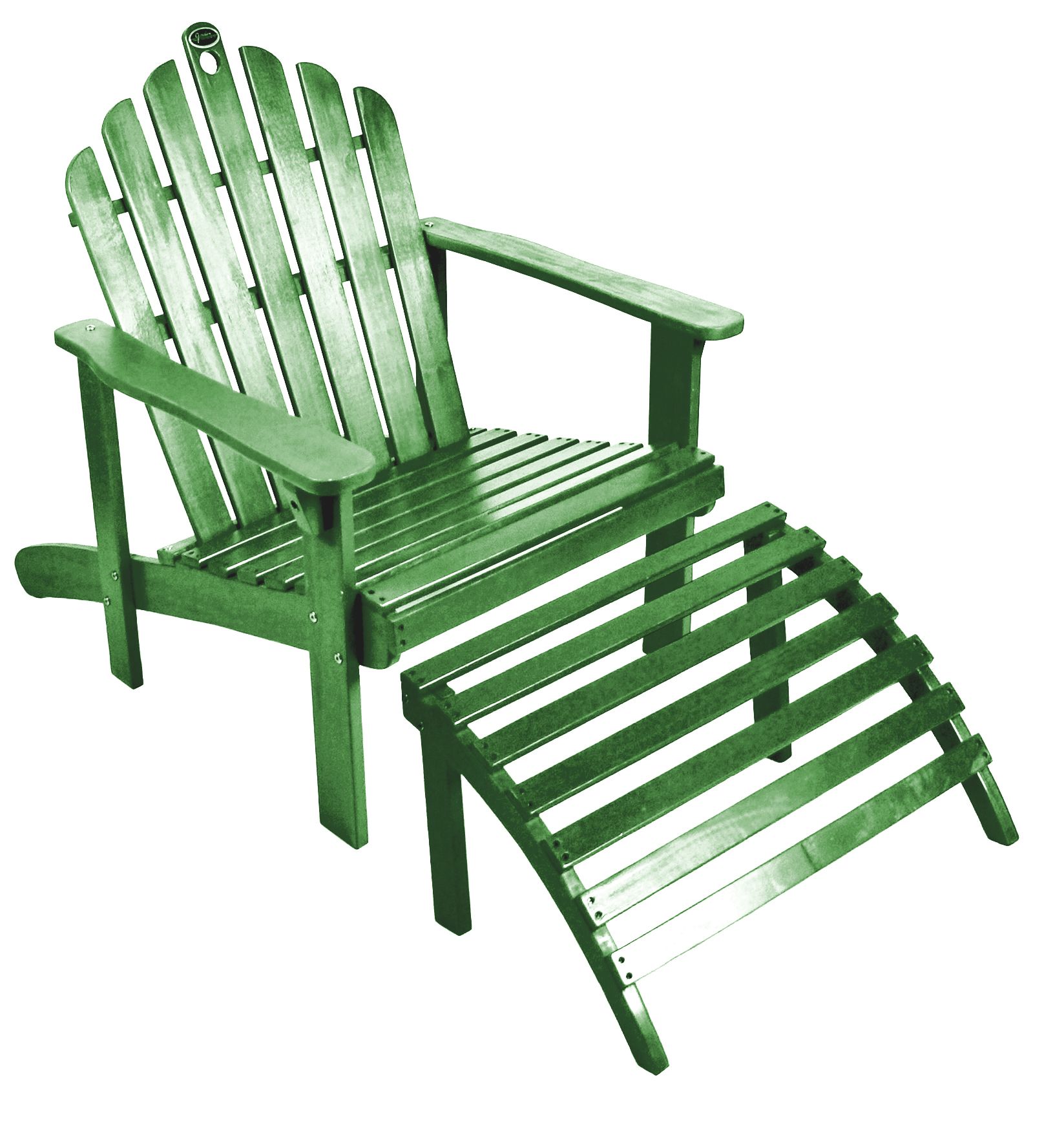 Green Adirondack Chair with Ottoman
