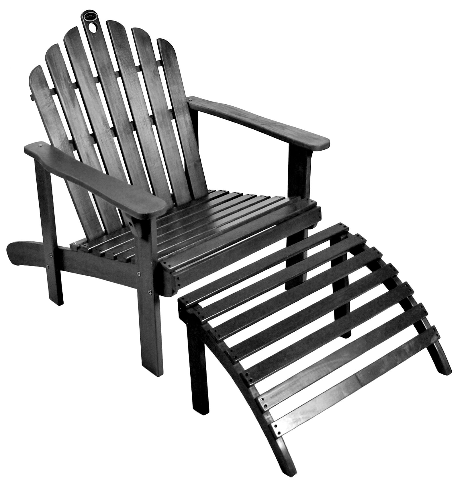 Black Adirondack Chair with Ottoman