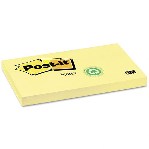 Post-it Recycled Notes, 3 x 5, Canary, 12 100-Sheet Pads