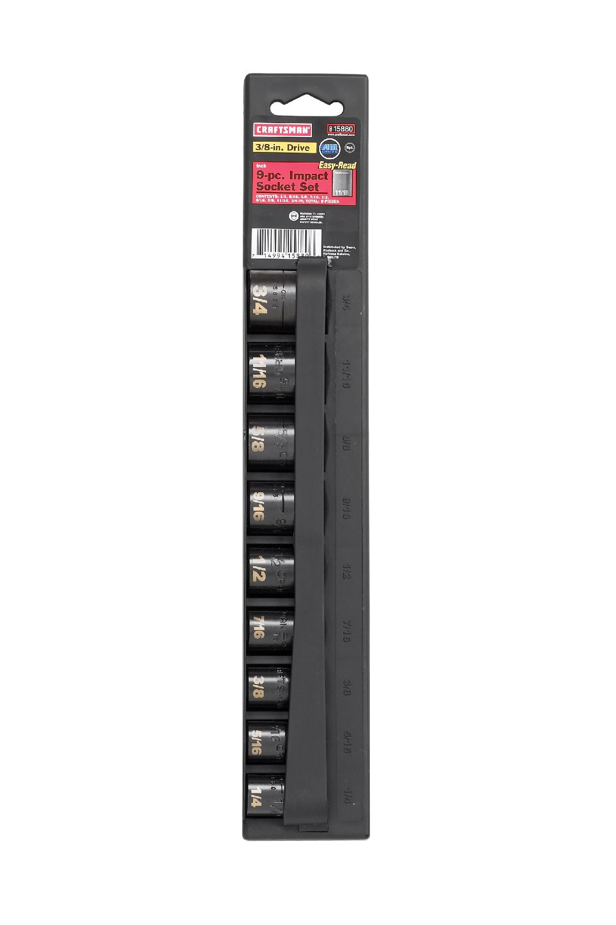 Craftsman 9 pc. Easy-to-Read Impact Socket Set, 3/8-in drive INCH at Craftsman.com