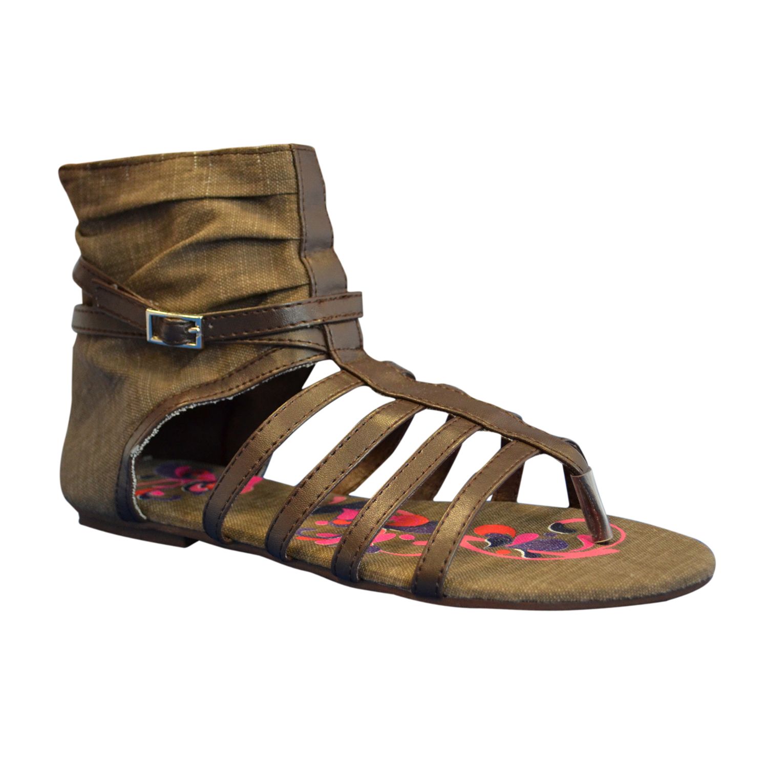 Sun Luks by MUK LUKS Printed Canvas Gladiator Sandal- Chocolate at Kmart.com
